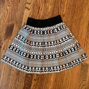 Francesca’s Pleated Patterned Black & White Skirt